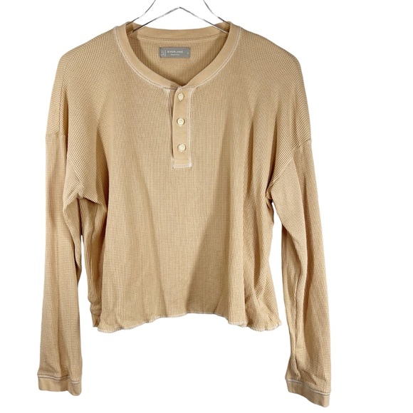 Everlane Tops - EVERLANE Organic Cotton Cropped Long Sleeve Jersey Waffle Knit Shirt Medium